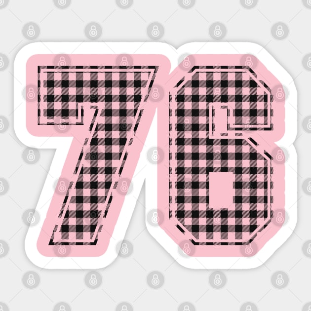 Plaid Number - 76 - Dark Sticker by tavare